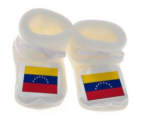 Chausson bebé Venezuela Bandera de Color Blanco