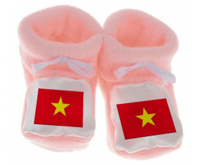 Chausson bandera del bebé Vietnam color rosa