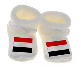 Chausson bandera del bebé Yemen color blanco