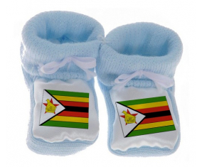 Chausson bebé Zimbabue Bandera de Color Azul