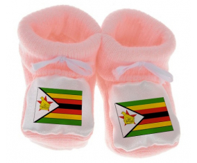Chausson bebé Zimbabue Bandera Rosa
