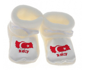 Chausson bebé Turquía mapea color blanco