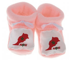 Chausson bebé Marruecos mapas color rosa