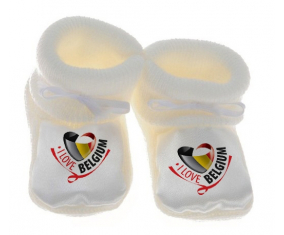 Chausson bebé I Love Belgium blanco