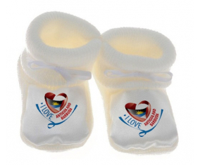 Chausson bebé amo a Antigua y Barbuda blanco
