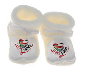 Chausson bebé I Love Sudan color blanco