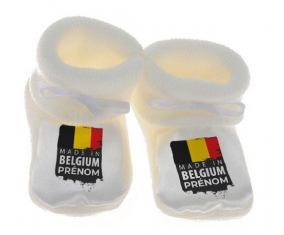 Chausson bebé hecho en Bélgica Diseño 1 Blanco