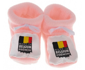 Chausson bebé hecho en Bélgica Diseño 1 color rosa