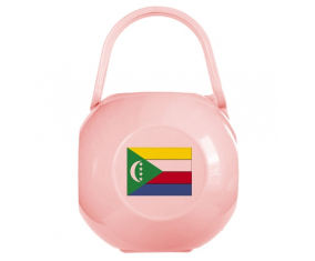 Caja de piruletas con bandera de las Comoras de color rosa