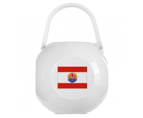 Caja de piruletas con bandera francesa blanca de la Polinesia