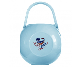 Caja de piruletas I Love Haiti de color azul