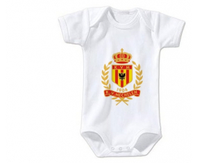 Body bebé amarillo rojo KV Mechelen talla 3/6 meses mangas cortas