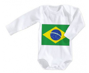 Body Bandera del Bebé Brasil Tamaño 3/6 Meses Mangas Largas
