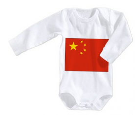 Body bandera del bebé China tamaño 3/6 meses mangas largas