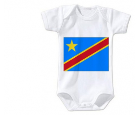 Body Bandera del Bebé República Democrática del Congo Talla 3/6 Meses Mangas Cortas