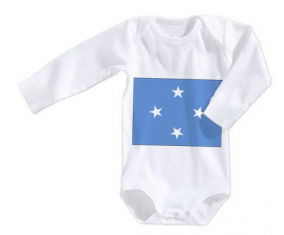 Body Bandera del Bebé Estados Federados de Micronesia talla 3/6 meses mangas largas