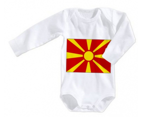 Body bandera del bebé del norte de Macedonia tamaño 3/6 meses mangas largas