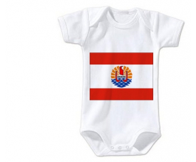 Body bebé bandera polinesia francesa talla 3/6 meses mangas cortas