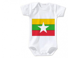 Body bandera del bebé Myanmar tamaño 3/6 meses mangas cortas