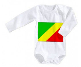 Body Bandera del Bebé República del Congo Tamaño 3/6 Meses Mangas Largas