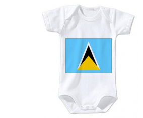 Body bebé Bandera de Santa Lucía talla 3/6 meses mangas cortas