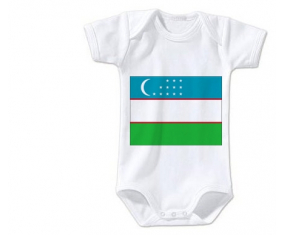 Body bebé Bandera Uzbekistán talla 3/6 meses mangas cortas
