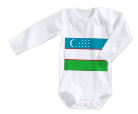 Body bebé Bandera Uzbekistán talla 3/6 meses mangas largas
