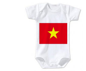 Body bebé Bandera Vietnam talla 3/6 meses mangas cortas