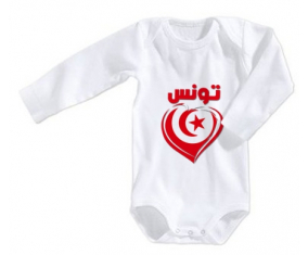 Body bebé tunecino en árabe - tamaño del corazón 3/6 meses mangas largas