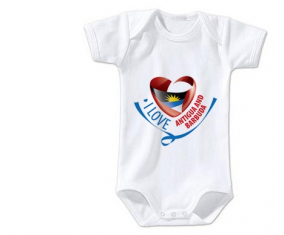 Body bebé I Love Antigua y Barbuda talla 3/6 meses mangas cortas