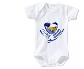 Body bebé I Love Bosnia y Herzegovina talla 3/6 meses mangas cortas