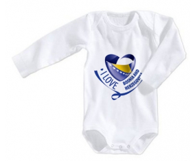 Body bebé I Love Bosnia y Herzegovina talla 3/6 meses mangas largas