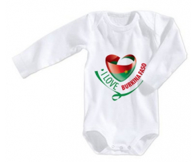 Body bebé I Love Burkina Faso talla 3/6 meses mangas largas