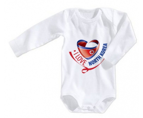Body bebé I Love Corea del Norte talla 3/6 meses mangas largas