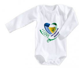 Body bebé I Love Saint Vincent y Granadinas talla 3/6 meses mangas largas