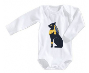 Body bebé gato egipcio negro bastet diosa del antiguo Egipto tamaño 3/6 meses mangas largas