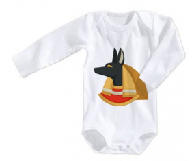 Body bebé Anubis dios egipcio infiernos cabeza de perro Egipto tamaño 3/6 meses mangas largas