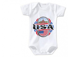 Body Baby Flag USA Talla 3/6 Meses Mangas Cortas