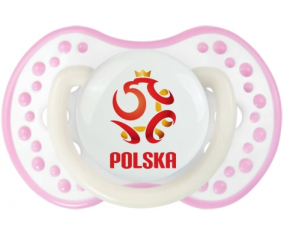 La selección polaca de fútbol Sucette lovi dynamic fosforescente de color blanco-rosa