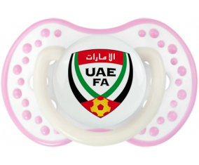 La selección de fútbol de los Emiratos Árabes Unidos Sucette lovi dynamic fosforescente de color blanco-rosa