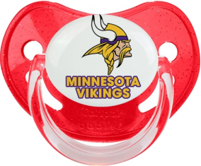 Vikingos de Minnesota lentejuelas Tetina Fisiológica Roja