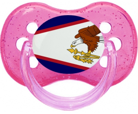 Bandera de Samoa Americana chupa cereza cereza rosa de lentejuelas