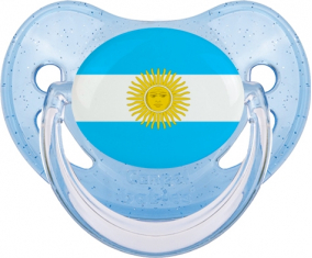 Bandera argentina piruleta fisiológica azul con lentejuelas