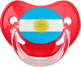 Bandera argentina Piruleta Fisiológica Roja con Lentejuelas