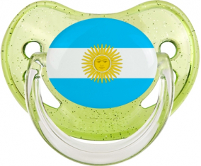Bandera argentina Piruleta Fisiológica Verde con Lentejuelas