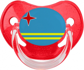 Bandera tetina fisiológica de lentejuelas rojas de Aruba