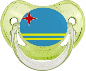Bandera tetina fisiológica verde de lentejuelas de Aruba