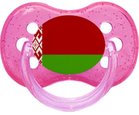 Bandera bielorrusa chupa cereza cereza rosa de lentejuelas