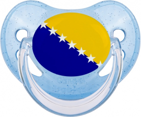 Bandera Bosnia y Herzegovina Lentejuelas Azules Tetina Fisiológica