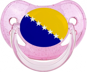 Bandera Bosnia y Herzegovina Fisiológica Tetine Glitter Rose